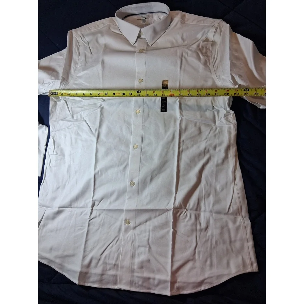 Banana Republic Mens XL Tall White Wrinkle Resistant Slim Fit Untucked Shirt